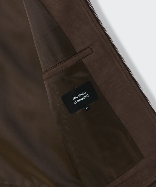 WOMENS SYNTHETIC SUEDE SINGLE JACKET #韓韶禧同款! - 2 COLORS BROWN