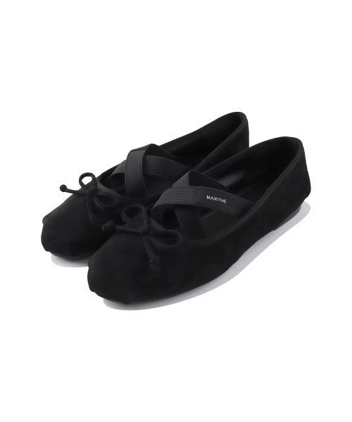 W CROSS BAND SUEDE FLAT - 3 COLORS BLACK