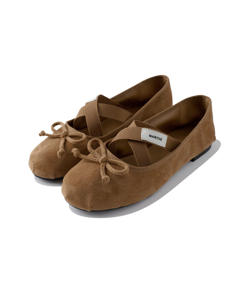 W CROSS BAND SUEDE FLAT - 3 COLORS CAMEL