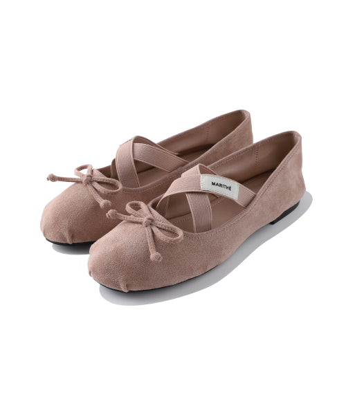W CROSS BAND SUEDE FLAT - 3 COLORS PINK