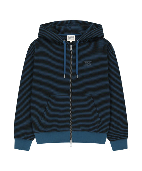 SMALL CLASSIC LOGO STRIPE OVERSIZED HOODIE ZIPUP - 3 COLORS BLUE