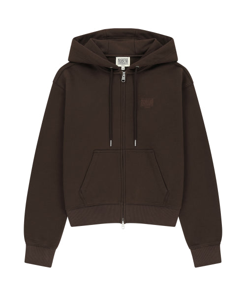 W SMALL CLASSIC LOGO HOODIE ZIPUP - 4 COLORS BROWN