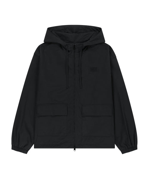 OUTPOCKET HOODED WIND JACKET CHECK - 4 COLORS BLACK
