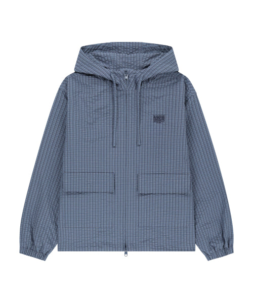 OUTPOCKET HOODED WIND JACKET CHECK - 4 COLORS BLUE
