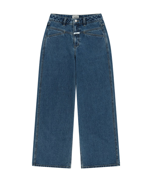 W X POCKET SEMI WIDE DENIM PANTS - 2 COLORS BLUE