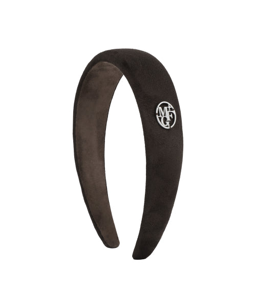 CIRCLE LOGO SUEDE HAIRBAND - 2 COLORS BROWN