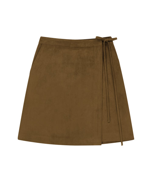 W SUEDE WRAP SKIRT - 2 COLORS CAMEL