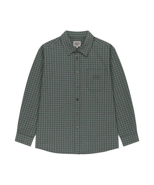 MICRO CLASSIC LOGO OVERSIZED CHECK SHIRT - 2 COLORS GREY