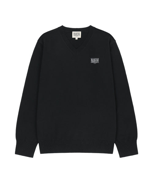 W MICRO CLASSIC LOGO V NECK KNIT - 3 COLORS BLACK