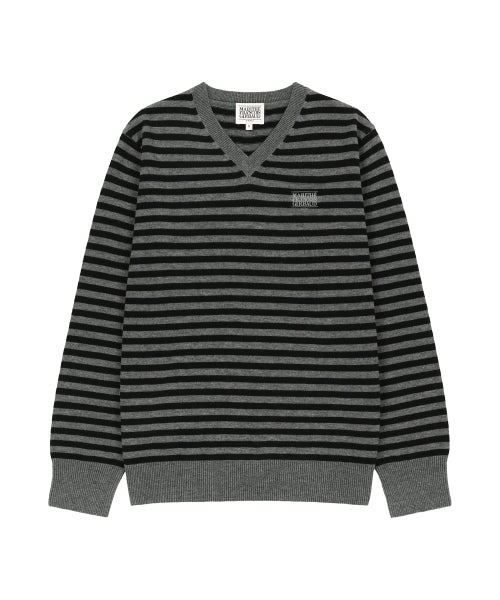 W MICRO CLASSIC LOGO V NECK KNIT - 3 COLORS CHARCOAL