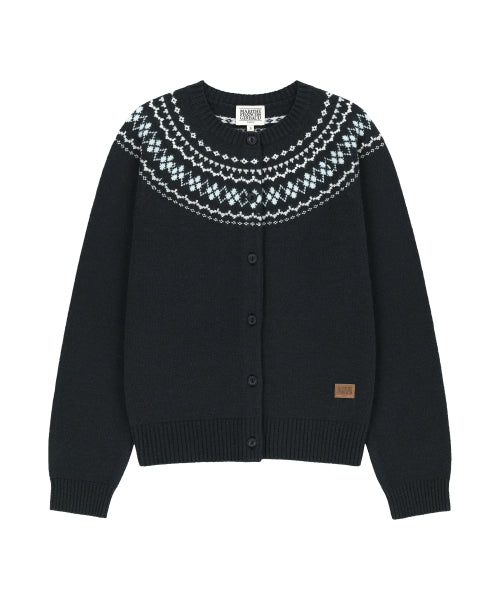 W SMALL CLASSIC LOGO NORDIC CARDIGAN SET UP - 3 COLORS NAVY