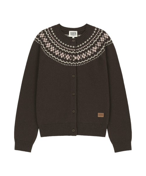 W SMALL CLASSIC LOGO NORDIC CARDIGAN SET UP - 3 COLORS BROWN