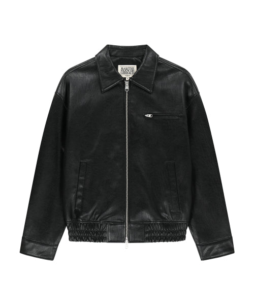 FAUX LEATHER COLLAR JACKET - 2 COLORS BLACK