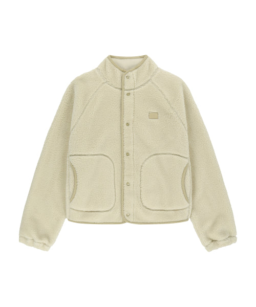 W HIGH NECK FLEECE JACKET - 2 COLORS IVORY