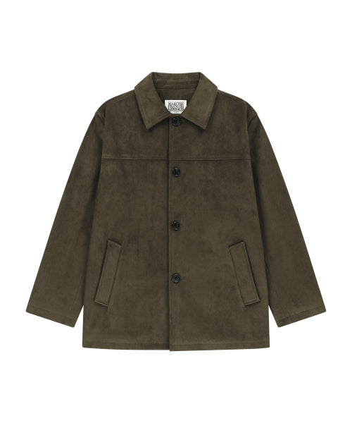 W FAUX SUEDE HALF JACKET - 2 COLORS BROWN