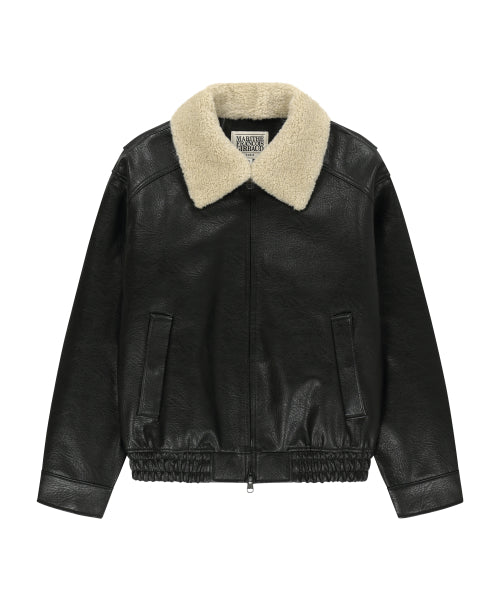 FAUX LEATHER PADDED JACKET BLACK
