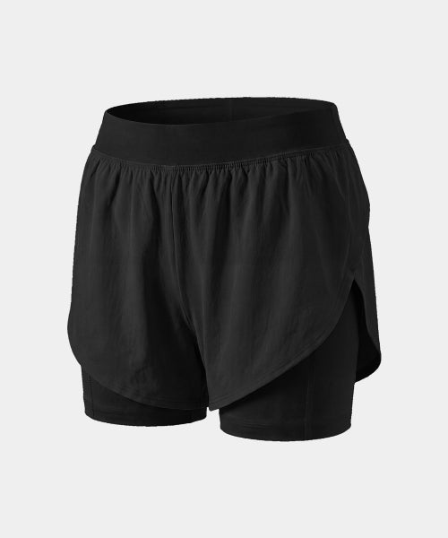WOMEN HIGH STRETCH RUNNING SHORTS - 3 COLORS BLACK