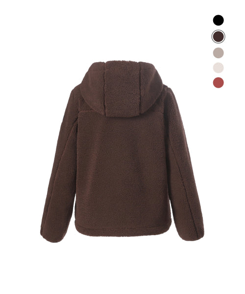 WOMEN COSTONI HOOD FLEECE JACKET #高允真同款! - 5 COLORS CHOCOLATE BROWN
