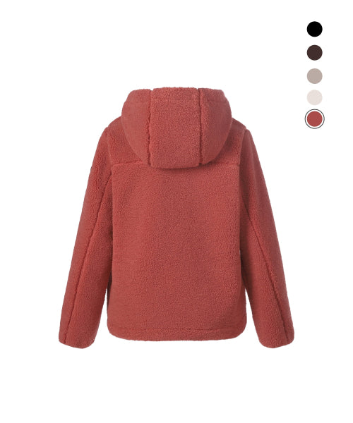 WOMEN COSTONI HOOD FLEECE JACKET #高允真同款! - 5 COLORS WARM PINK