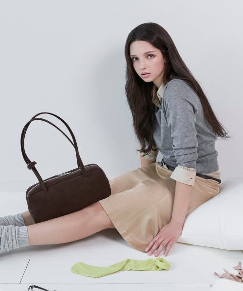 MORE BAGUETTE BAG - 2 COLORS SUEDE MAROON