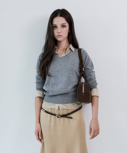 MORE BAGUETTE BAG - 2 COLORS SUEDE MAROON