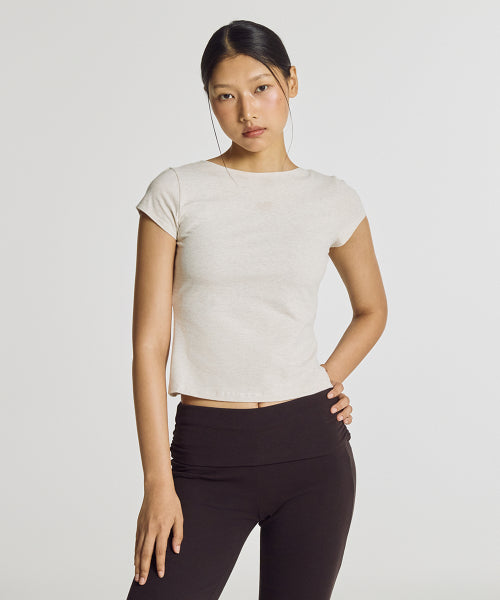 WOMEN OPEN BACK FITTED TEE - 2 COLORS IVORY