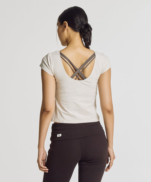 WOMEN OPEN BACK FITTED TEE - 2 COLORS IVORY