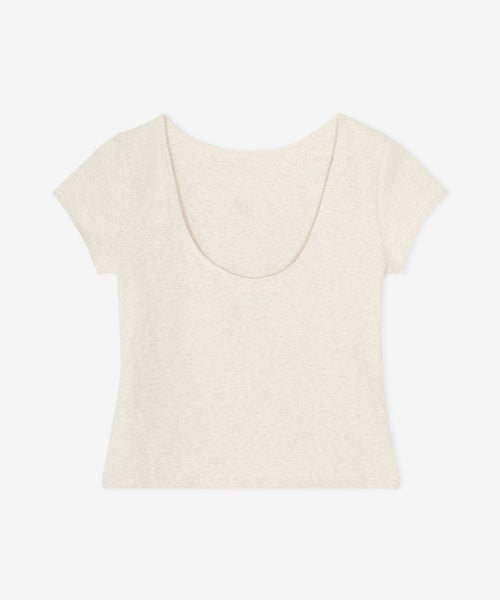 WOMEN OPEN BACK FITTED TEE - 2 COLORS IVORY