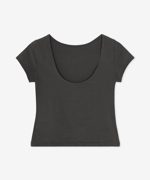 WOMEN OPEN BACK FITTED TEE - 2 COLORS BLACK