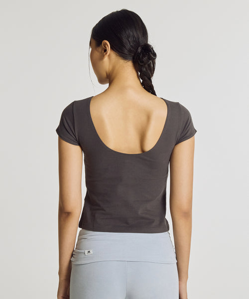 WOMEN OPEN BACK FITTED TEE - 2 COLORS BLACK