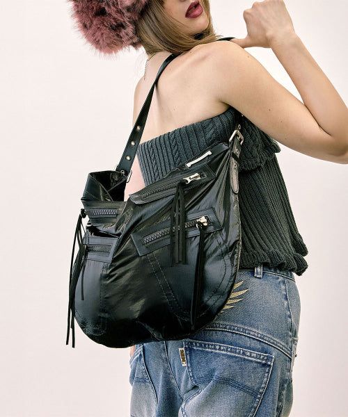 METALLIC HOBO BAG GUN METAL - 3 COLORS BLACK
