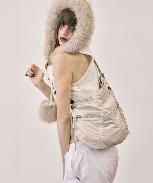 METALLIC HOBO BAG GUN METAL - 3 COLORS CREAM