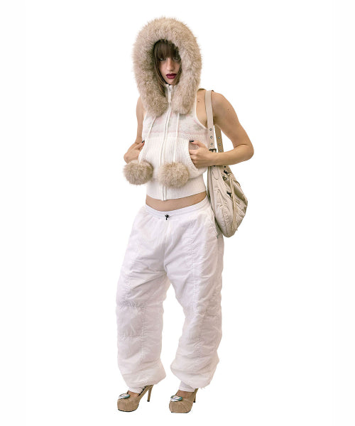 PADDED WIDE PANTS - 3 COLORS WHITE