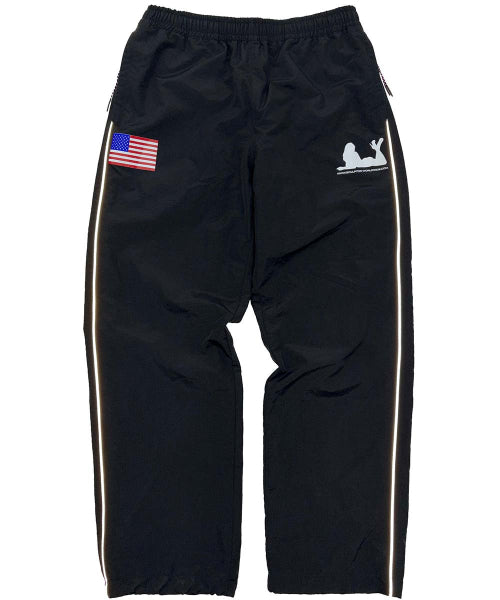 REFLECTIVE PIPING NYLON PANTS - 3 COLORS BLACK