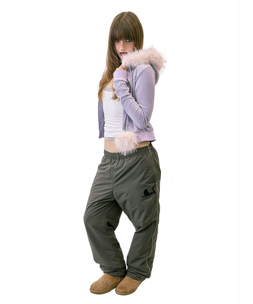REFLECTIVE PIPING NYLON PANTS - 3 COLORS CHARCOAL