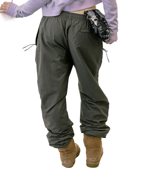 REFLECTIVE PIPING NYLON PANTS - 3 COLORS CHARCOAL