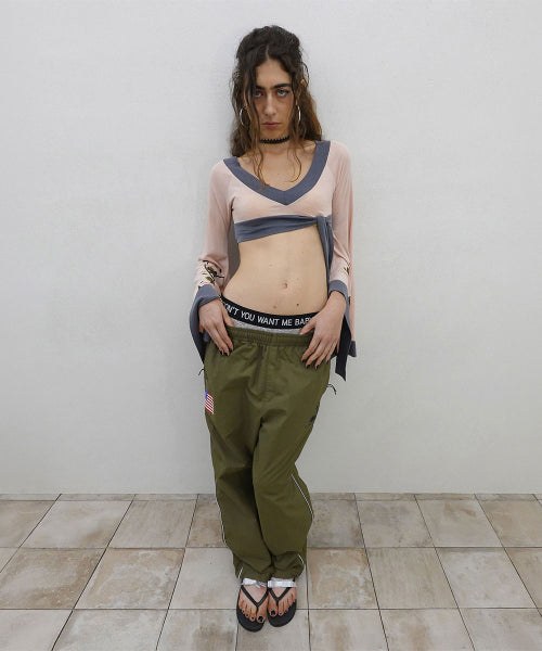 REFLECTIVE PIPING NYLON PANTS - 3 COLORS KHAKI