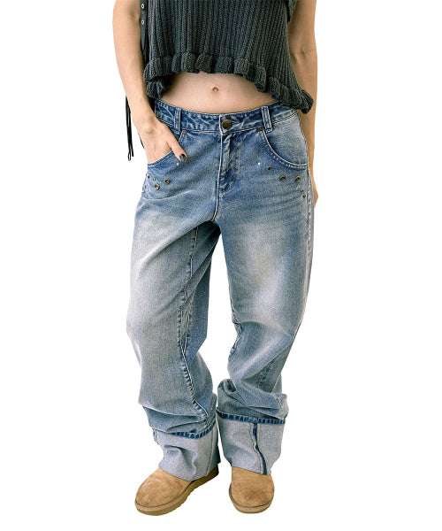 ANGELIC ROLL UP DENIM MID BLUE