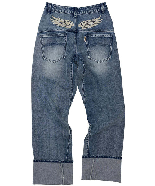 ANGELIC ROLL UP DENIM MID BLUE