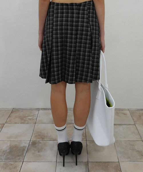 PLAID PLEATED MIDI SKIRT - 3 COLORS BLACK