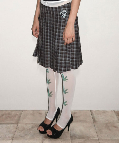 PLAID PLEATED MIDI SKIRT - 3 COLORS BROWN