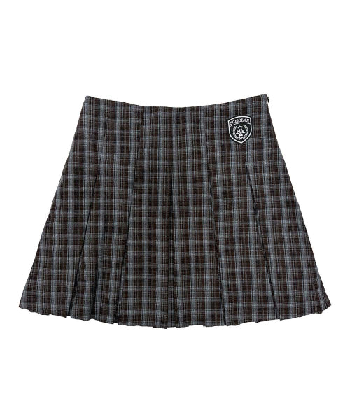 PLAID PLEATED MIDI SKIRT - 3 COLORS BROWN
