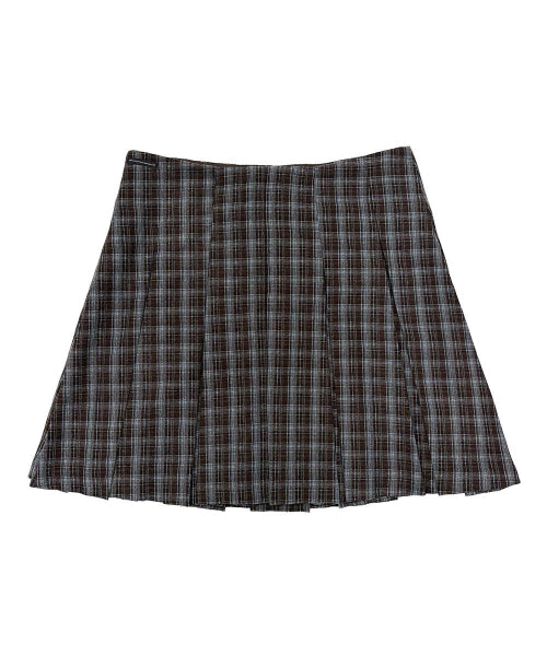 PLAID PLEATED MIDI SKIRT - 3 COLORS BROWN