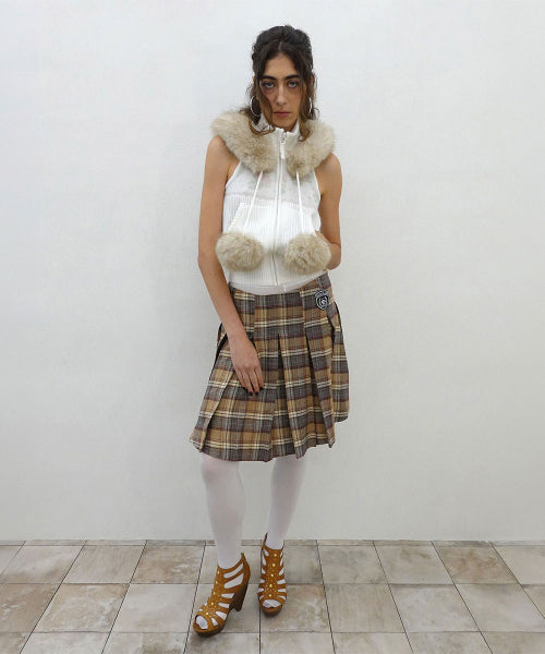 PLAID PLEATED MIDI SKIRT - 3 COLORS BEIGE