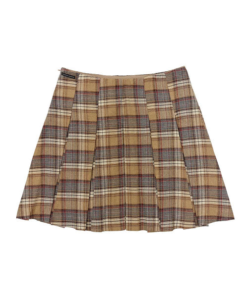 PLAID PLEATED MIDI SKIRT - 3 COLORS BEIGE