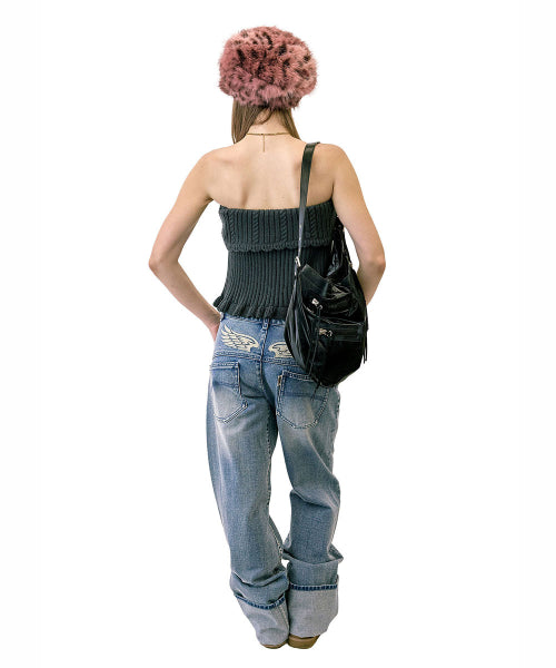 TWO WAY KNIT CAPELET RAW - 2 COLORS MELANGE GREY
