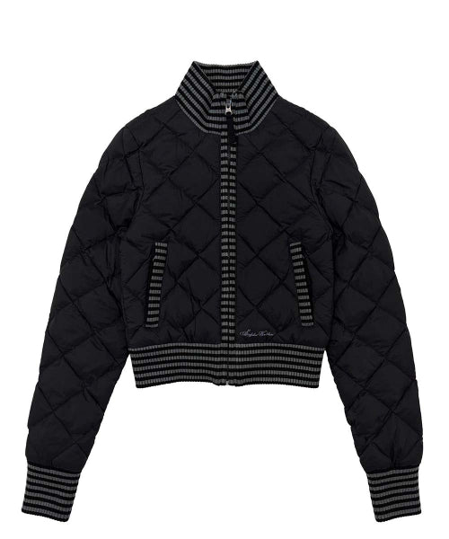 STRIPED RIB LIGHTWEIGHT PUFFER JACKET - 3 COLORS BLACK