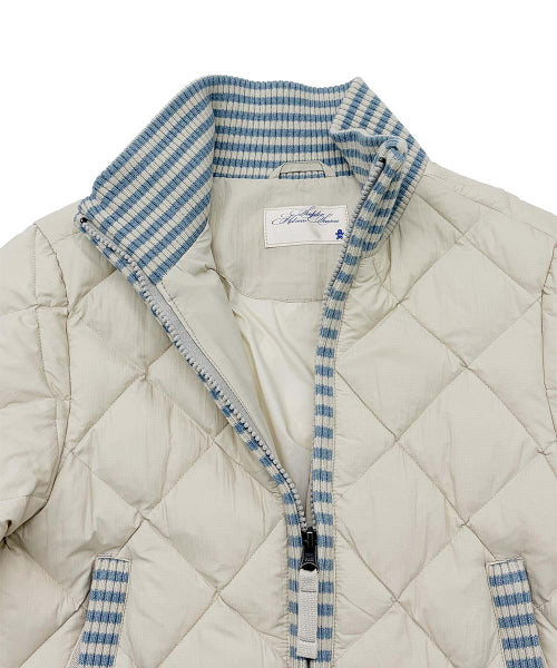 STRIPED RIB LIGHTWEIGHT PUFFER JACKET - 3 COLORS CREAM