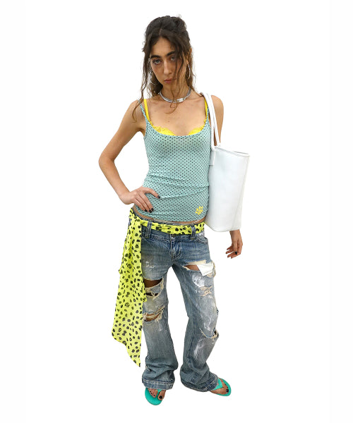 DISTRESSED BOOTCUT JEANS BLUE