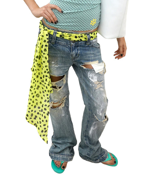 DISTRESSED BOOTCUT JEANS BLUE